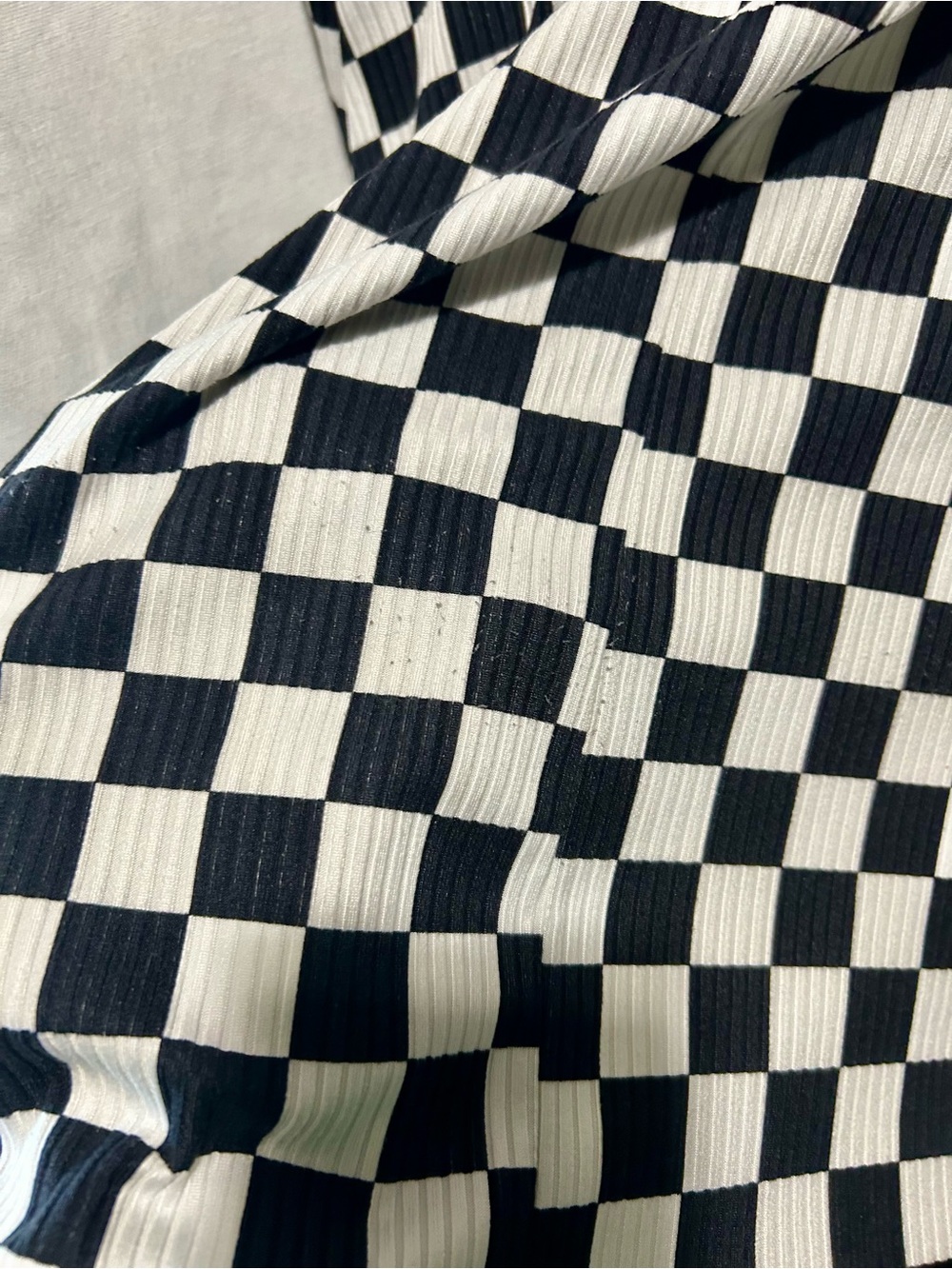 Dressed in Lala Lex Ribbed Checkerboard Two-Piece Set Black White Small - Picture 9 of 11